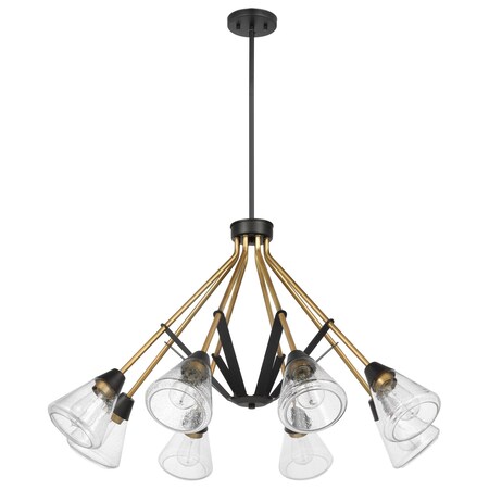 Nuvo Starlight 8-Light Chandelier, E26 60W, Matte Black, Clear Seeded 60/7686